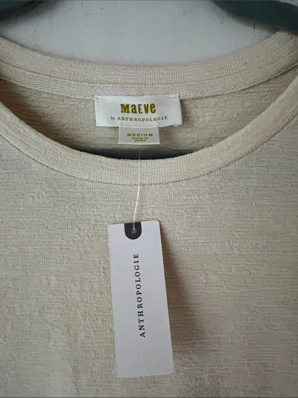 NWT Anthropologie Maeve Cream Puff-Sleeve Top Sz Medium